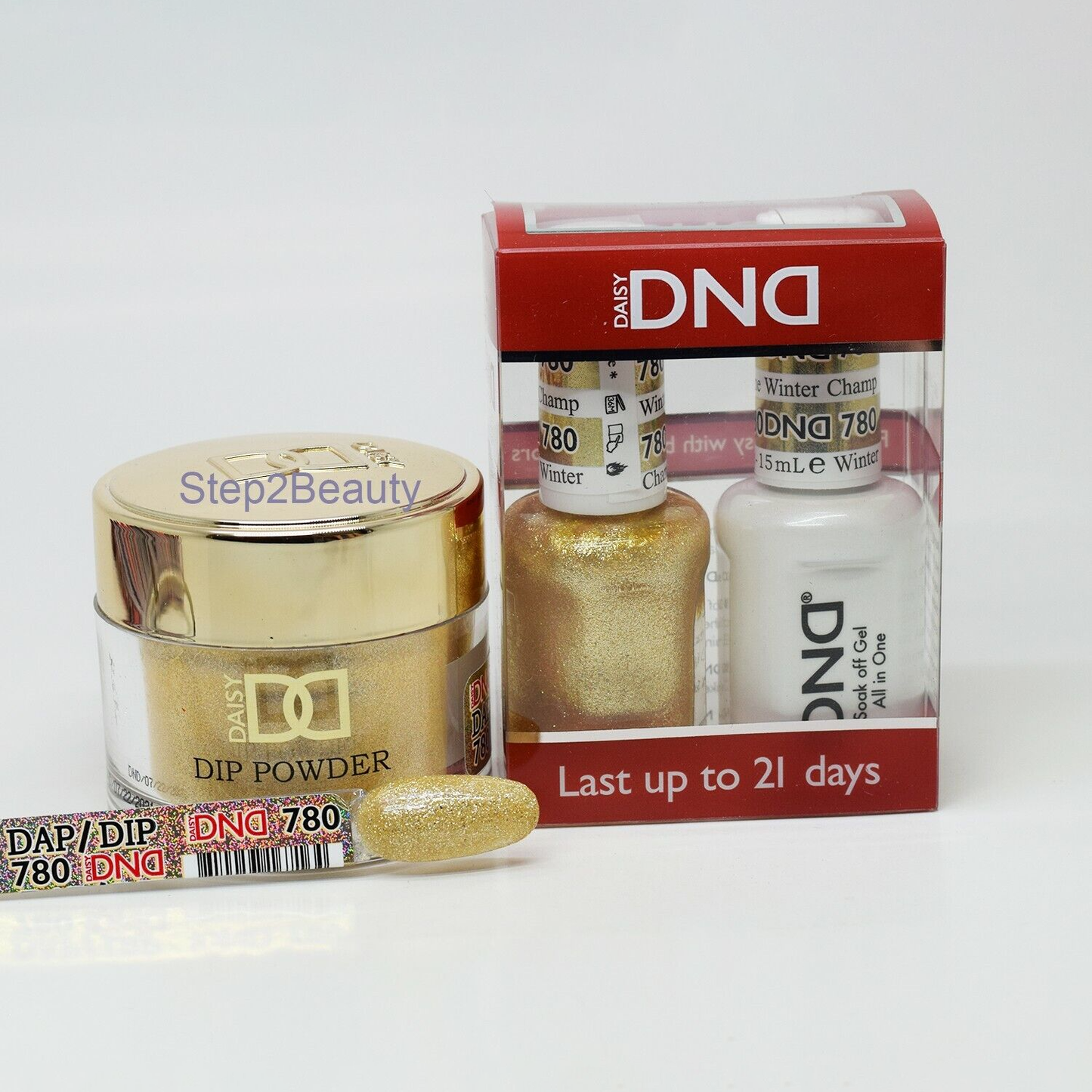 DND 3in1 Acrylic/Dipping Powder + Gel Polish + Nail Lacquer, 780, Champange Winter