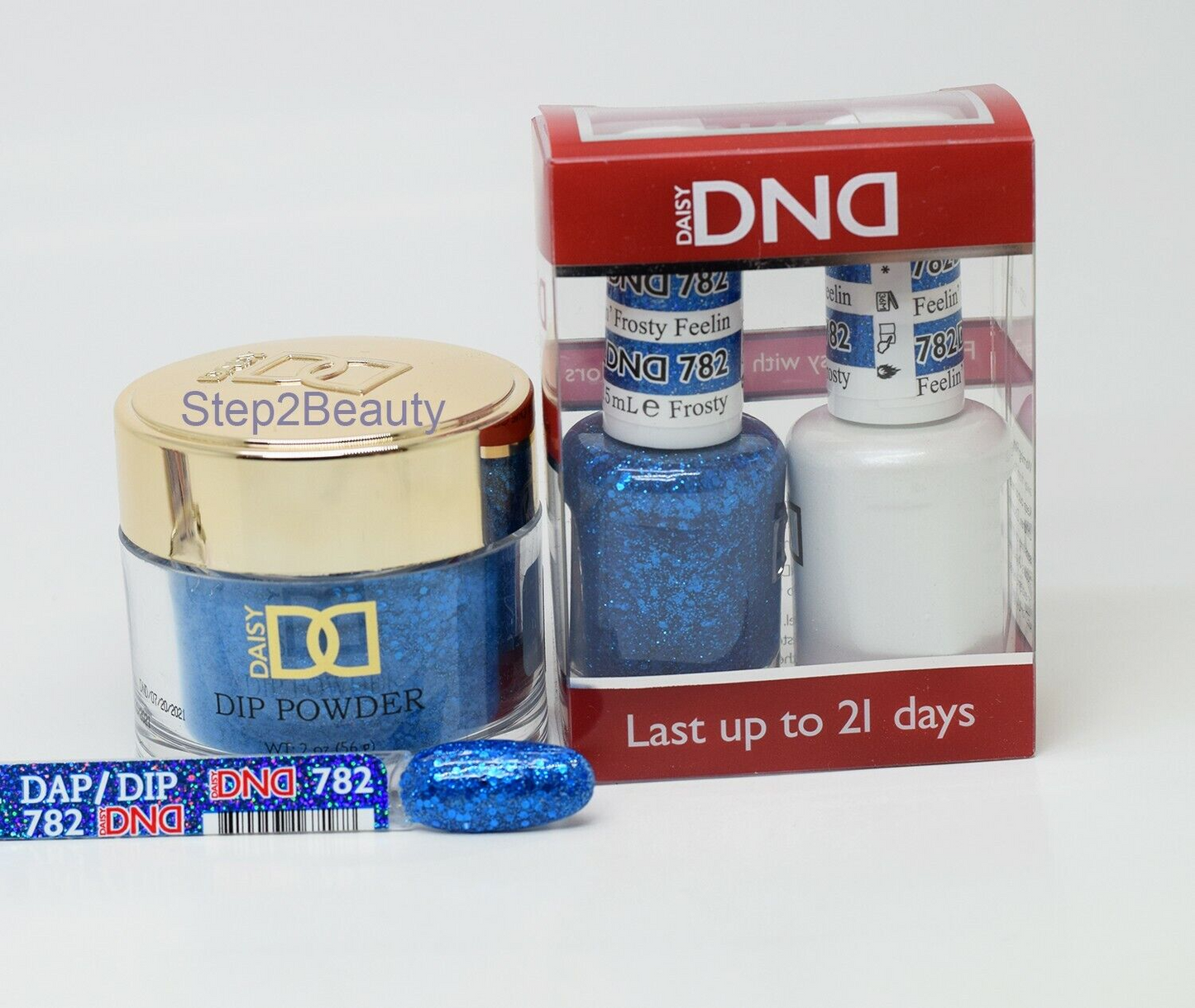 DND 3in1 Acrylic/Dipping Powder + Gel Polish + Nail Lacquer, 782, Feelin's Frosty, 0.5oz