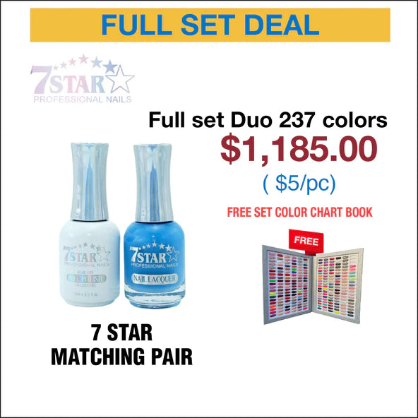 7 Star Nail lacquer + Gel Polish Matching Pair, 0.5oz, Full Line of 237 Color (From 201 To 437)