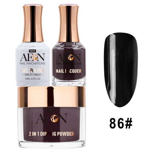 AEON 3in1 Dipping Powder + Gel Polish + Nail Lacquer, 086, Black Bubbles OK0327LK