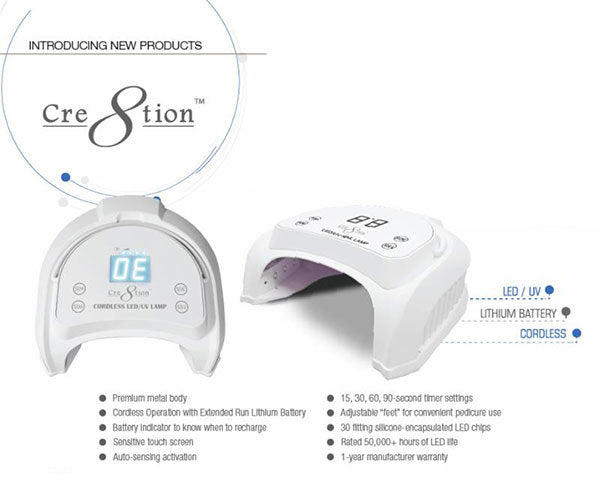 Cre8tion CORDLESS (Khong Day) Rechargable 48W Signature LED Lamp, WHITE (Pk: 8 pcs/case)