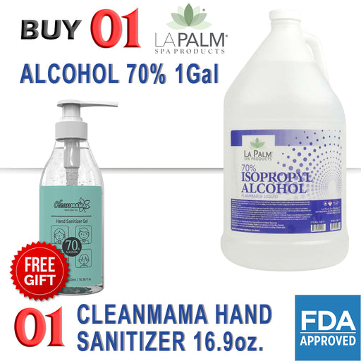 La Palm 70% Isopropyl Alcohol, 1Gal, Buy 01 70% Isopropyl Alcohol 1Gal Get 01pc Cleanmama Sanitizer Gel 16.9oz FREE