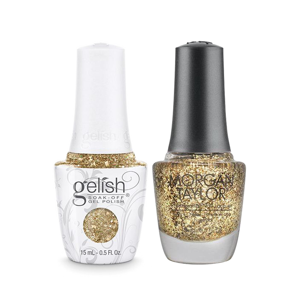 Gelish Gel Polish & Morgan Taylor Nail Lacquer 1, 1110947 + 3110947, All That Glitter Is Gold, 0.5oz KK1011