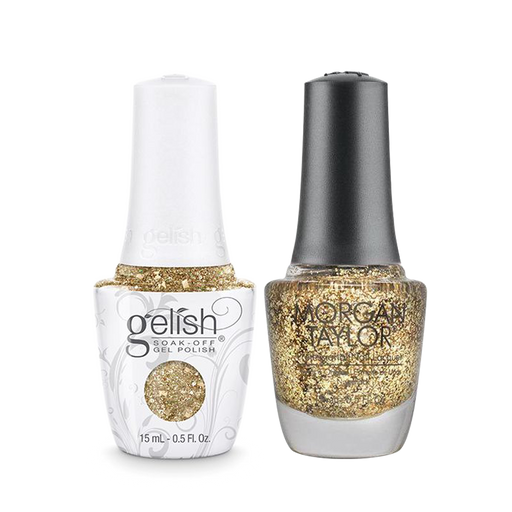 Gelish Gel Polish & Morgan Taylor Nail Lacquer 1, 1110947 + 3110947, All That Glitter Is Gold, 0.5oz KK1011