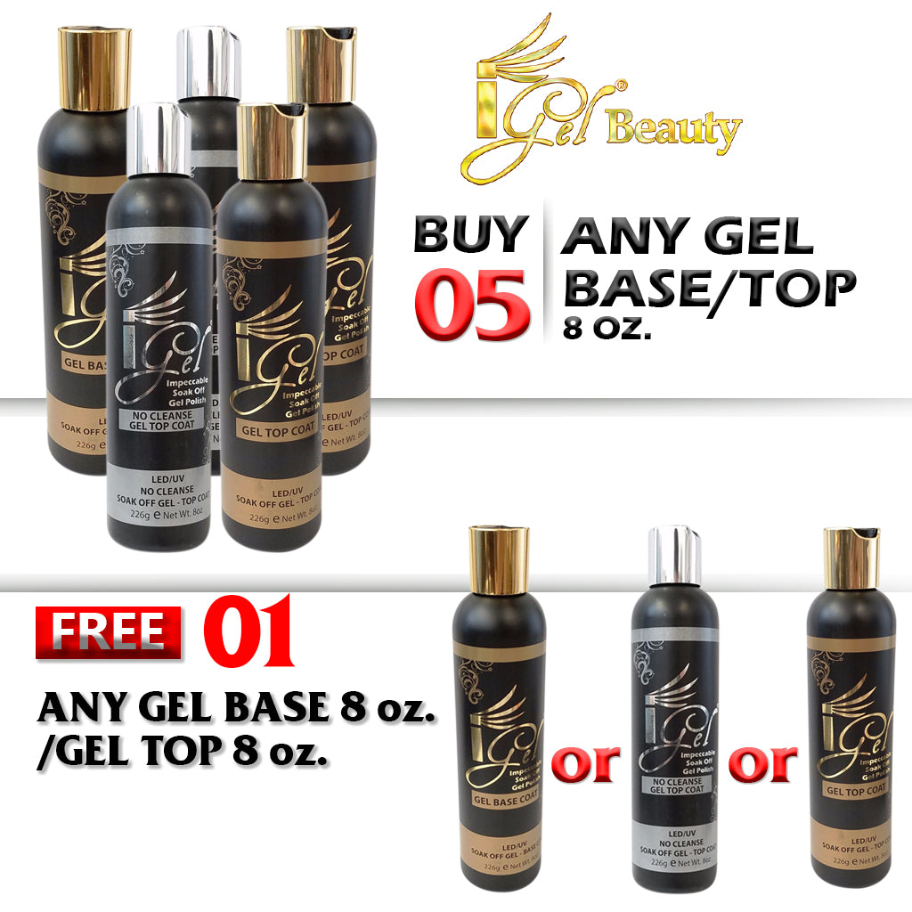 Igel Base/Top Coat, 8oz, Buy 5 Get 1 FREE