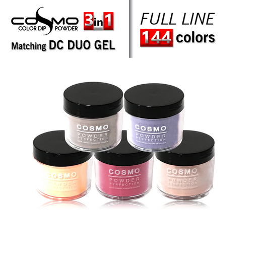 Cosmo 3in1 Dipping Powder + Gel Polish + Nail Lacquer (Matching DC Duo Gel), Full Line of 144 colors (from CDC001 to CDC144) KK0927