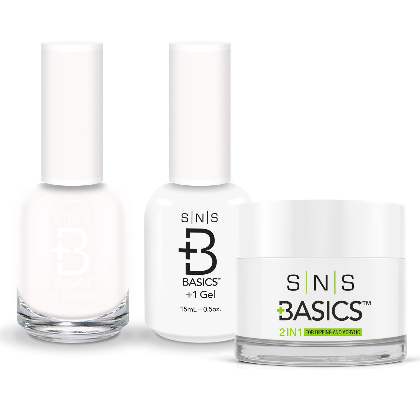 SNS Basics 3in1 Acrylic/Dipping Powder + Gel Polish + Nail Lacquer, 001 OK0928VD