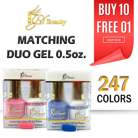 iGel Nail Lacquer + Gel Polish Match, 0.5oz, Buy 10 Get 01 Free