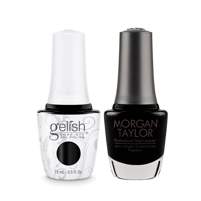 Gelish Gel Polish & Morgan Taylor Nail Lacquer, Little Black Dress / Black Shadow, 0.5oz, 1110830 + 50060 KK0907