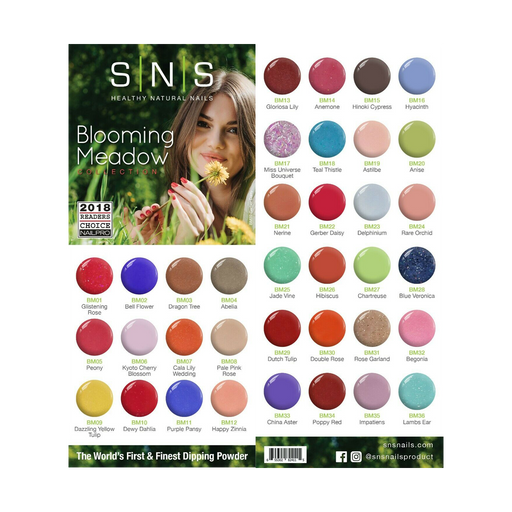 SNS Gelous Color Chart Flyer, Blooming Meadow Collection, 1oz OK0328VD