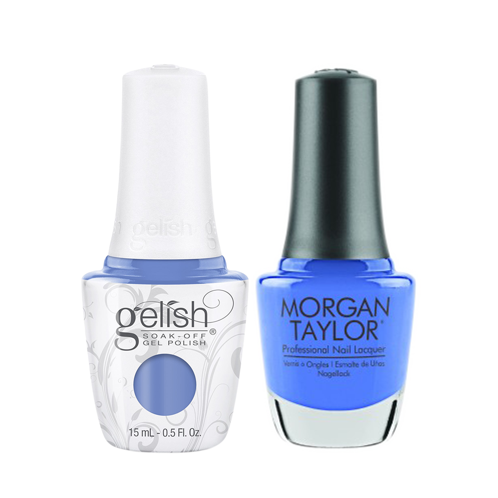 Gelish Gel Polish & Morgan Taylor Nail Lacquer, 1110330 + 3110330, Forever Fabulous Winter Collection 2018, Blue Eyed Beauty, 0.5oz KK1011