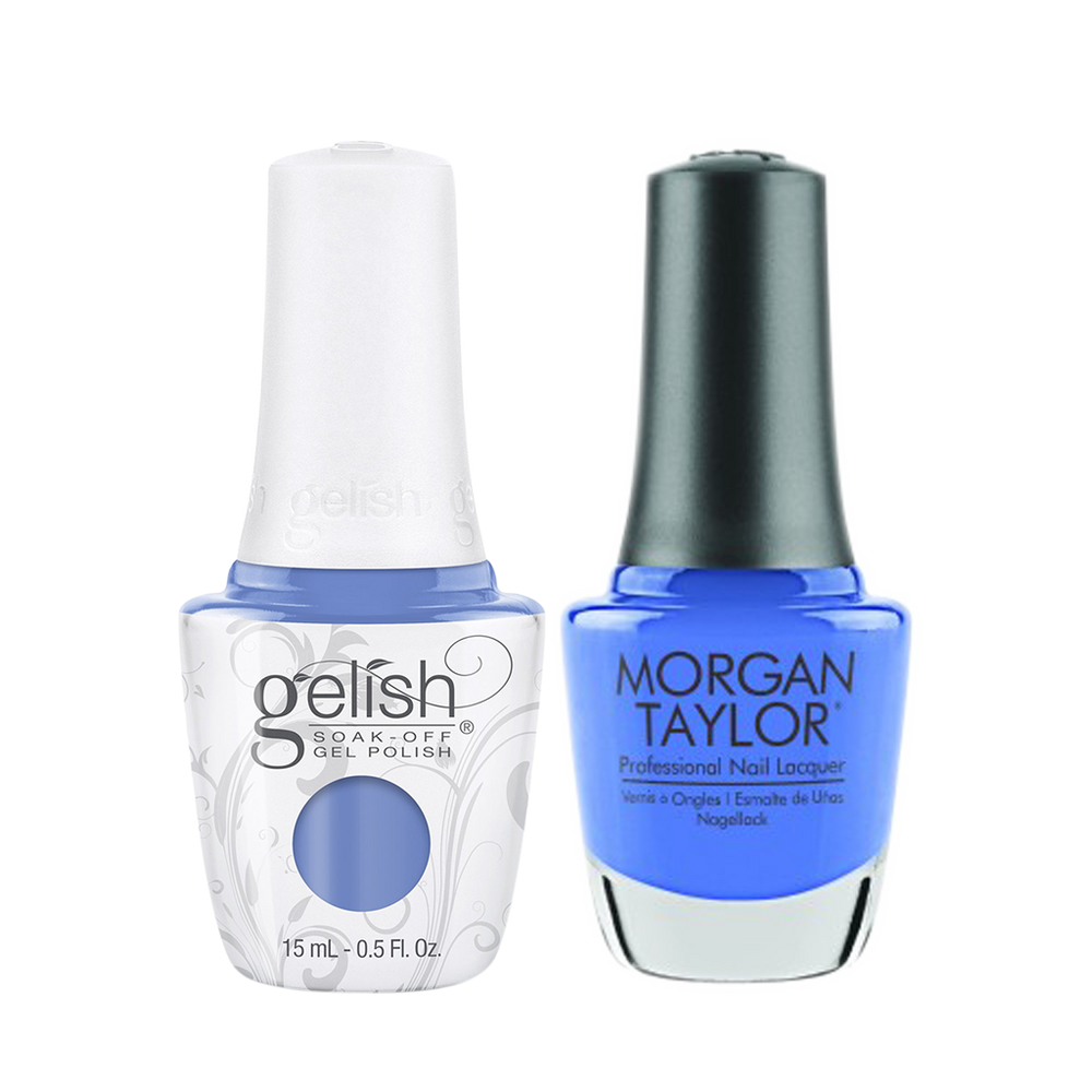 Gelish Gel Polish & Morgan Taylor Nail Lacquer, 1110330 + 3110330, Forever Fabulous Winter Collection 2018, Blue Eyed Beauty, 0.5oz KK1011