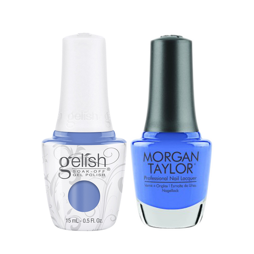 Gelish Gel Polish & Morgan Taylor Nail Lacquer, 1110330 + 3110330, Forever Fabulous Winter Collection 2018, Blue Eyed Beauty, 0.5oz KK1011