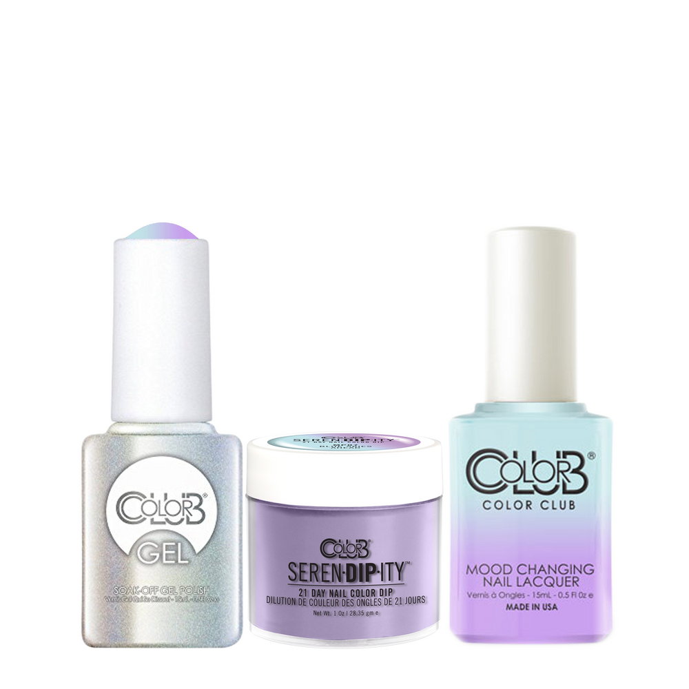Color Club 3in1 Dipping Powder + Gel Polish + Nail Lacquer , Serendipity, Blue Skies Ahead (Mood-Color Changing), 1oz, 05XDIPMP07-1 KK