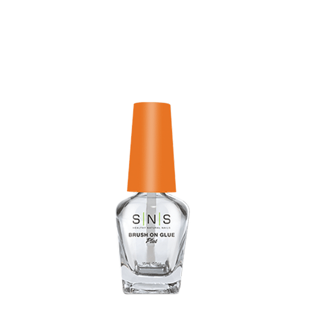 SNS Glass Bottle, Brush On Glue (Orange Cap), 0.5oz (Packing: 84 pcs/case)