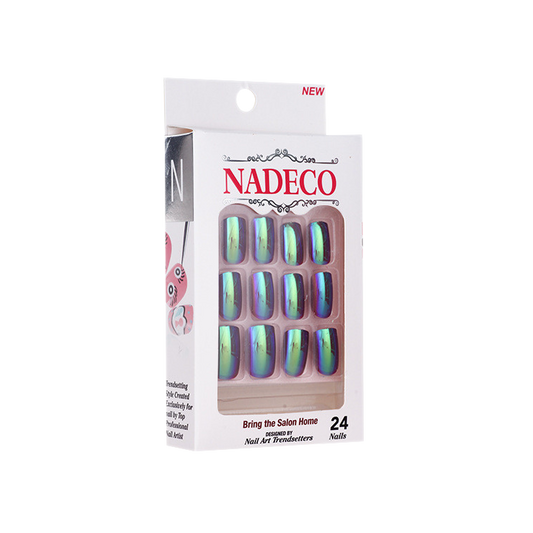 Nadeco Nail Art Trendsetters, Chrome Press On Nail Tips, 24 Nails, CB01XC-09 OK0614MD