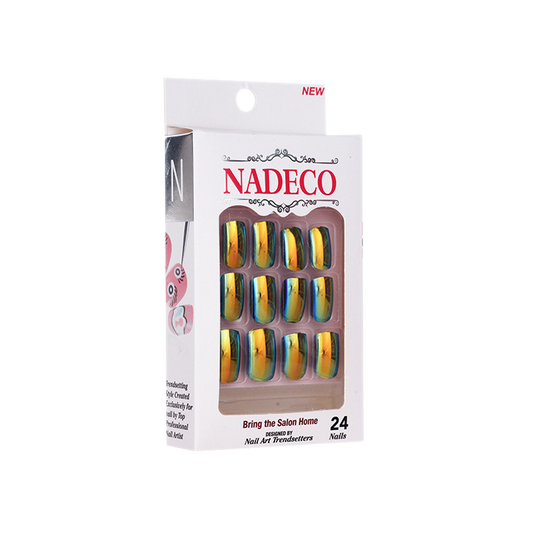 Nadeco Nail Art Trendsetters, Chrome Press On Nail Tips, 24 Nails, CB01XC-12 OK0614MD