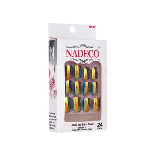 Nadeco Nail Art Trendsetters, Chrome Press On Nail Tips, 24 Nails, CB01XC-12 OK0614MD