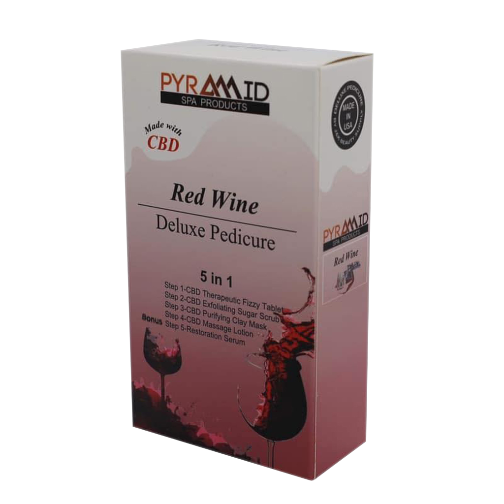 Pyramid RED WINE Deluxe Pedicure 5 in 1 with CBD (Packing: 50 packs/case)