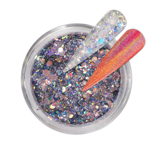 iGel Acrylic/Dipping Powder, Holographic Chrome Collection, CD09, Seaside Daze, 2oz OK0204VD