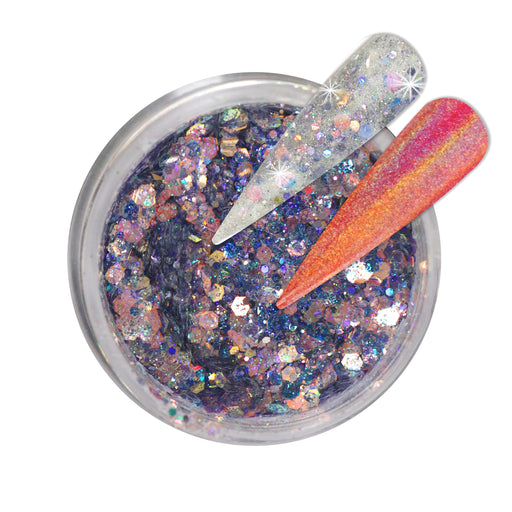 iGel Acrylic/Dipping Powder, Holographic Chrome Collection, CD10, Lilactic, 2oz OK0204VD