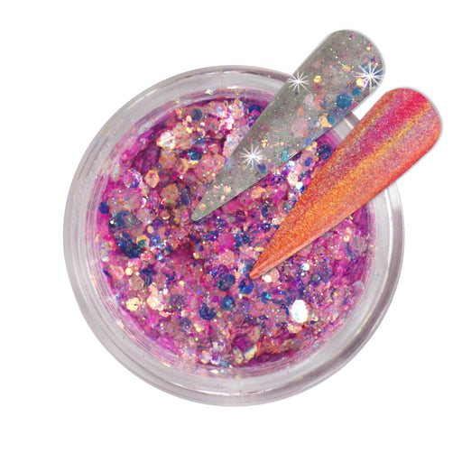 iGel Acrylic/Dipping Powder, Holographic Chrome Collection, CD13, Glowing Bella, 2oz OK0204VD