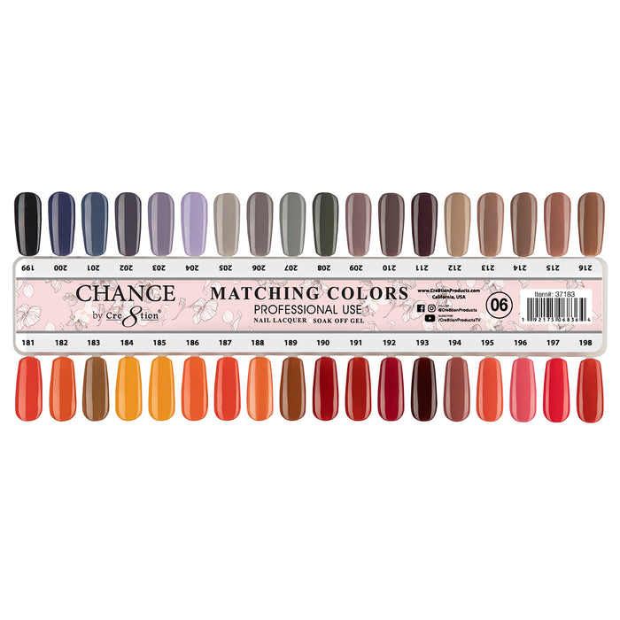 Chance Gel Polish & Nail Lacquer (by Cre8tion), Sample Tips For Full Line (From #01 To #08)