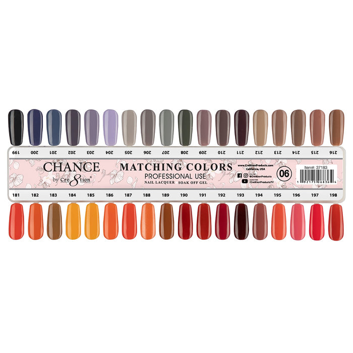 Chance Gel Polish & Nail Lacquer (by Cre8tion), Sample Tips For Full Line (From #01 To #10)