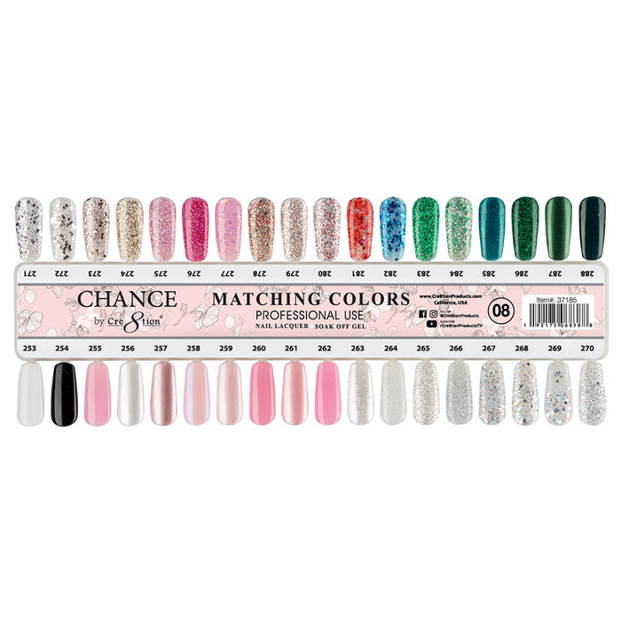 Chance Gel Polish & Nail Lacquer (by Cre8tion), Sample Tips For Full Line (From #01 To #10)