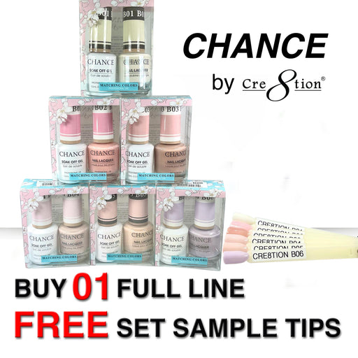 Chance Gel Polish & Nail Lacquer (by Cre8tion), Bare Collection, Full Line Of 36 Colors (From B01 To B36), 0.5oz