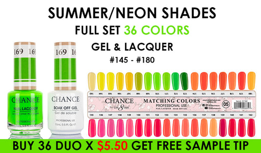 Chance Gel Polish & Nail Lacquer (by Cre8tion), Summer/Neon Shades Collection, 0.5oz, Full line of 36 Colors (From 145 To 180)