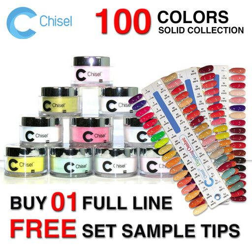 Chisel 2in1 Acrylic/Dipping Powder, Solid Collection, Full line of 100 color (from SOLID001 to SOLID100), 2oz