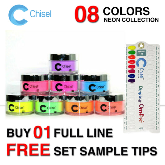 Chisel 2in1 Acrylic/Dipping Powder, Neon Collection, 2oz, Full Line Of 8 Colors (form NE01 to NE08)