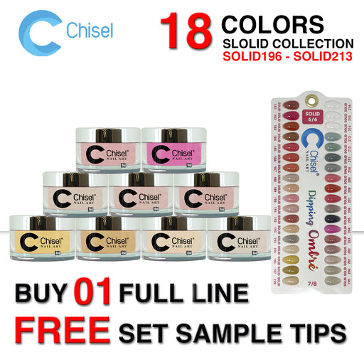 Chisel 2in1 Acrylic/Dipping Powder, (Spring) Solid Collection, 2oz, Full Line Of 18 Colors ( From SOLID196 To SOLID213 ) OK0831VD