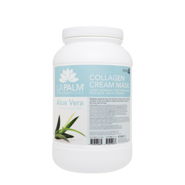 La Palm Collagen Cream Foot Mask, Aloe Vera, 1Gal (Packing: 4pcs/case)