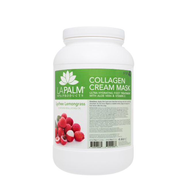 La Palm Collagen Cream Foot Mask, Lychee Lemongrass, 1Gal (Packing: 4pcs/case)