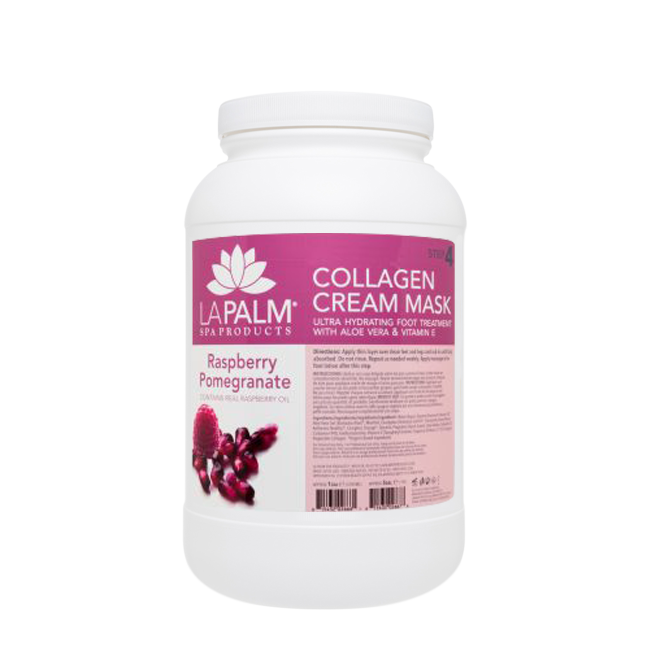 La Palm Collagen Cream Foot Mask, Raspberry & Pomegranate, 1Gal (Packing: 4pcs/case)
