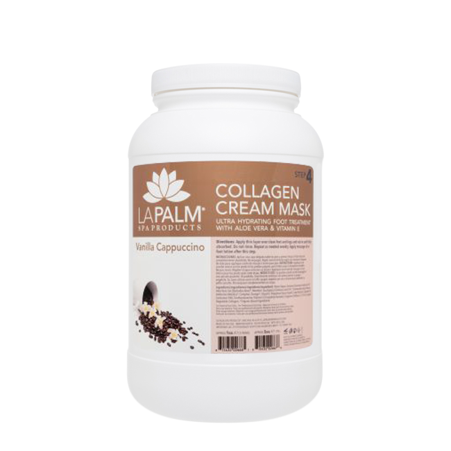 La Palm Collagen Cream Foot Mask, Vanilla Cappuccino, 1Gal (Packing: 4pcs/case)