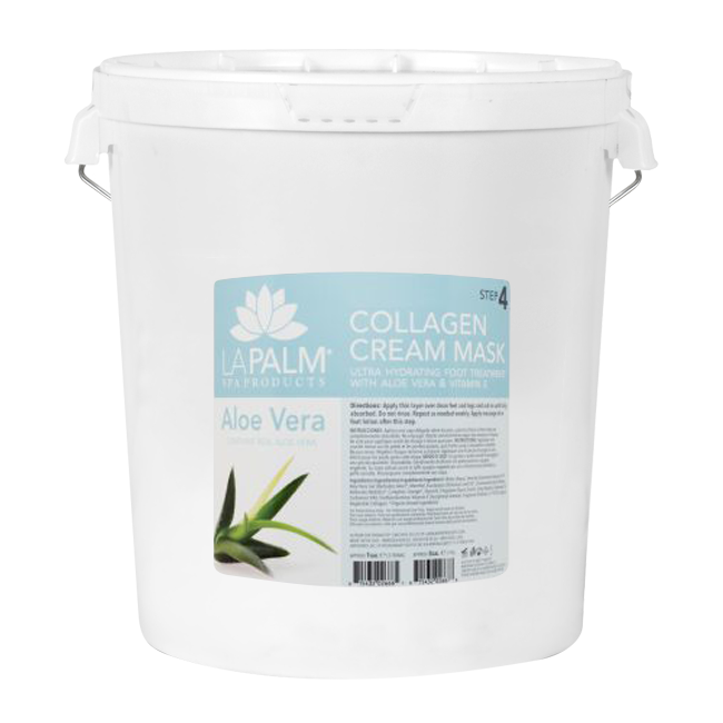 La Palm Collagen Cream Foot Mask, Aloe Vera, 5Gal