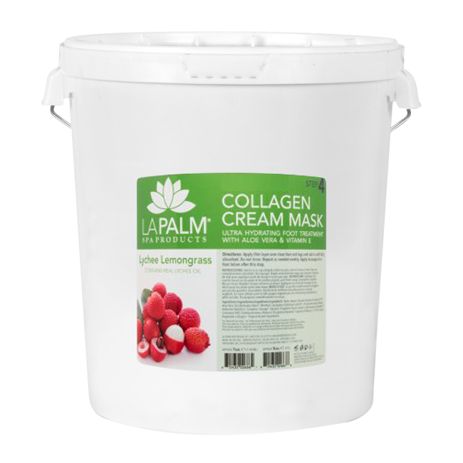 La Palm Collagen Cream Foot Mask, Lychee Lemongrass, 5Gal KK
