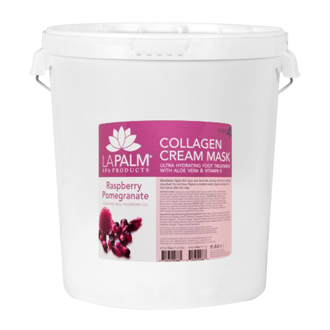 La Palm Collagen Cream Foot Mask, Raspberry & Pomegranate, 5Gal KK