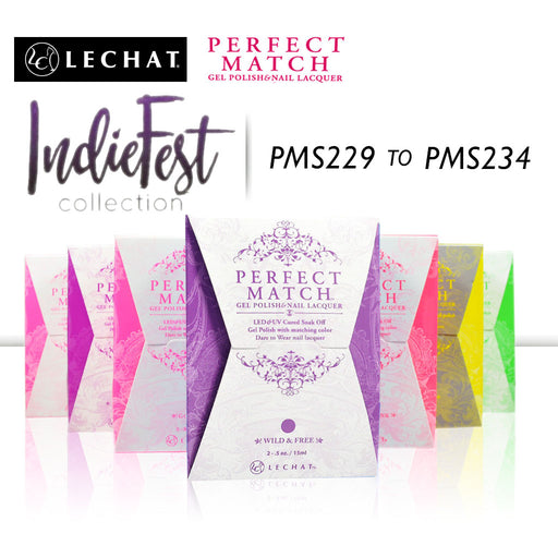 LeChat Perfect Match Nail Lacquer And Gel Polish, IndieFest Collection, Full Line of 6 Colors (from PMS229 to PMS234), 0.5oz, PMIFB01 KK0613