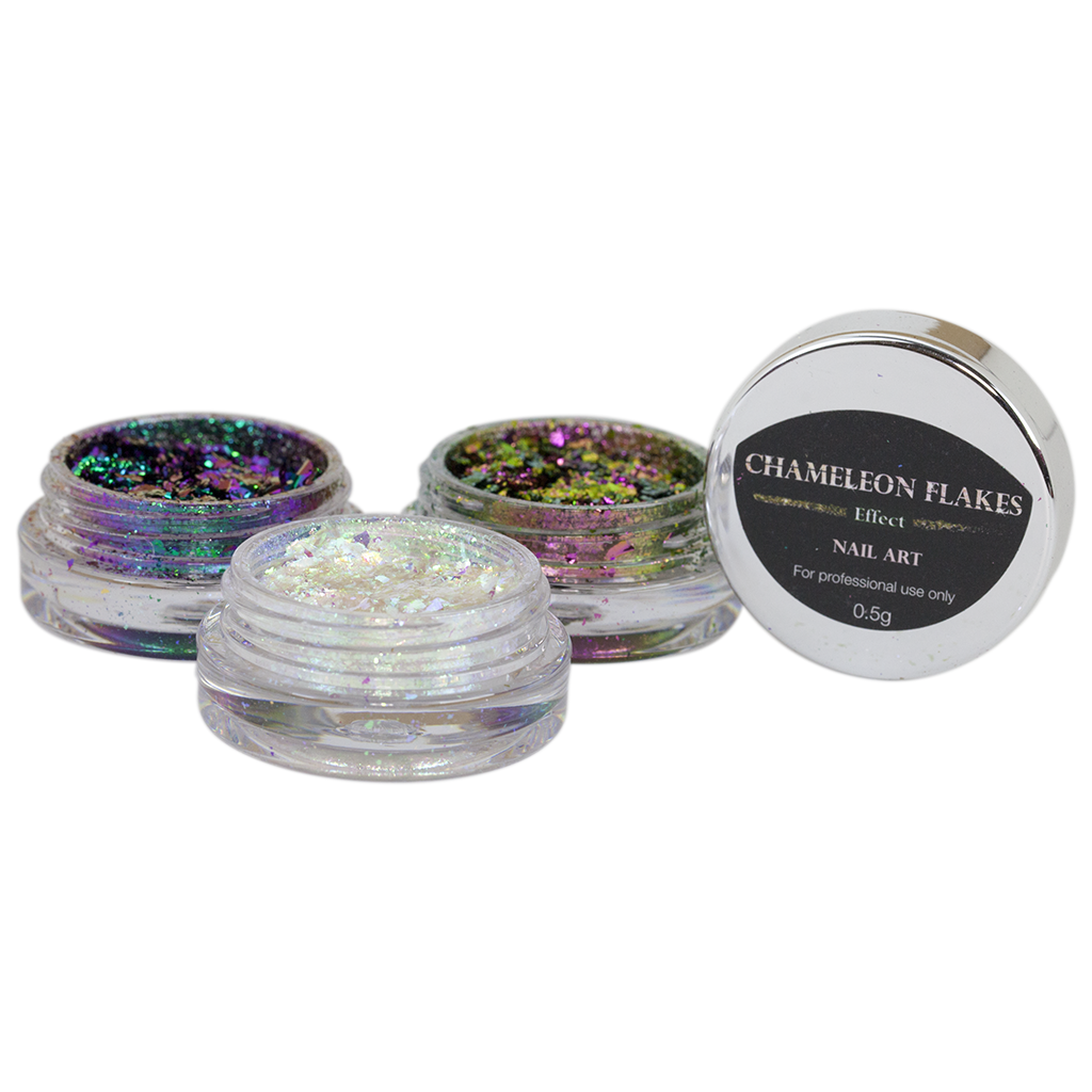 Cre8tion Nail Art Chameleon Flakes, 0.5g, Full Line Of 36 Colors (from CF01 to CF36, Price: $11.95/pc)