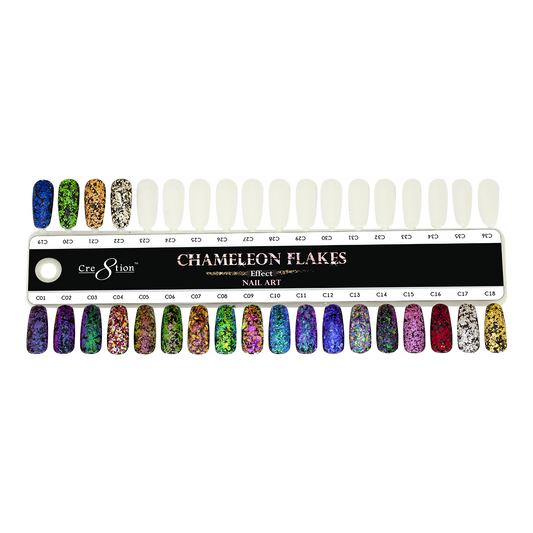 Cre8tion Nail Art Chameleon Flakes Collection, Sample Tips