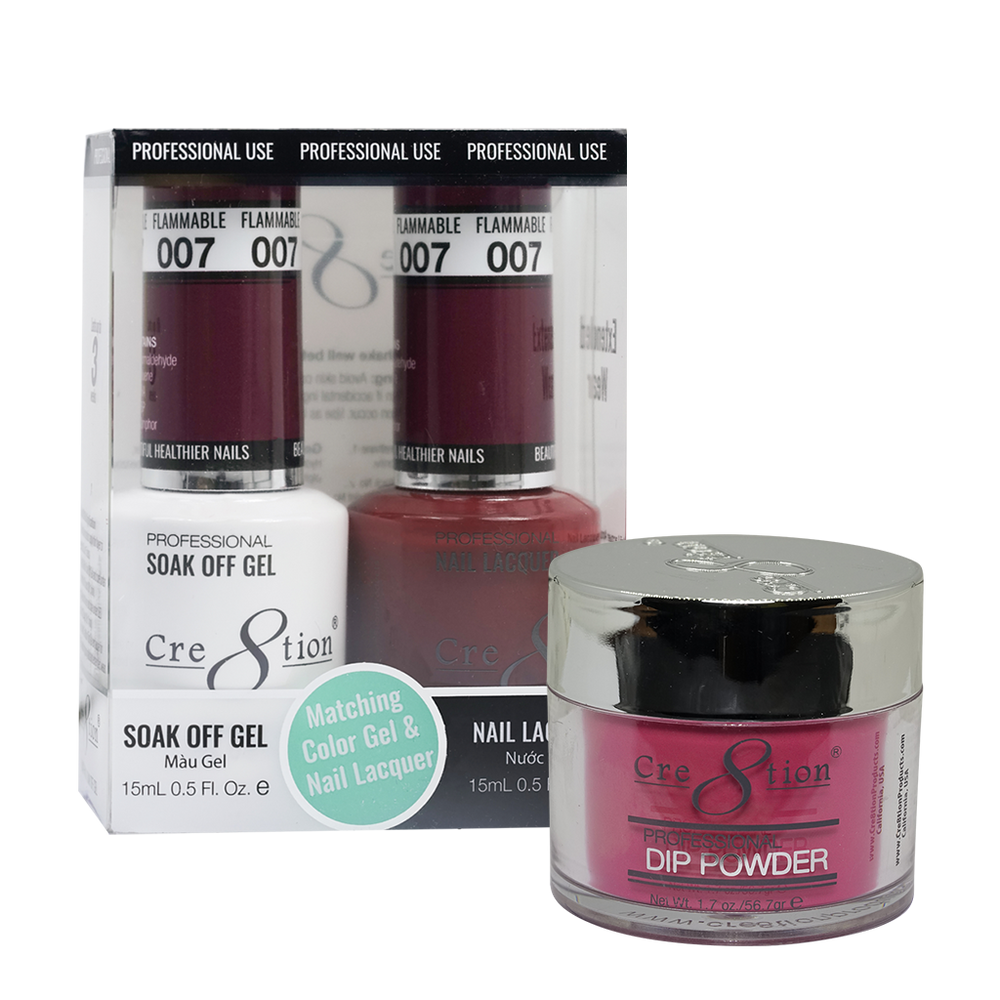 Cre8tion 3in1 Dipping Powder + Gel Polish + Nail Lacquer, 007, Flammable, 3104-0607 OK0117MD
