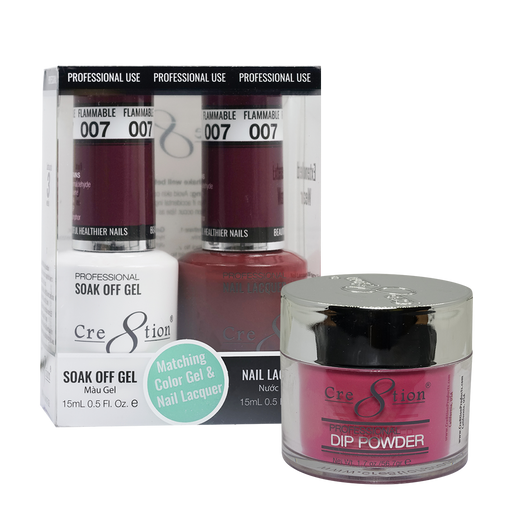 Cre8tion 3in1 Dipping Powder + Gel Polish + Nail Lacquer, 007, Flammable, 3104-0607 OK0117MD