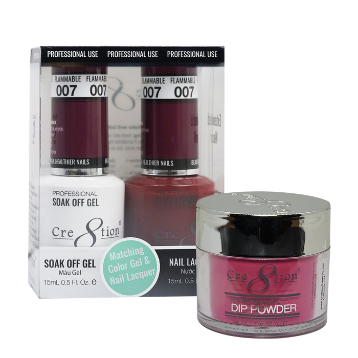 Cre8tion 3in1 Dipping Powder + Gel Polish + Nail Lacquer, 007, Flammable, 3104-0607 OK0117MD