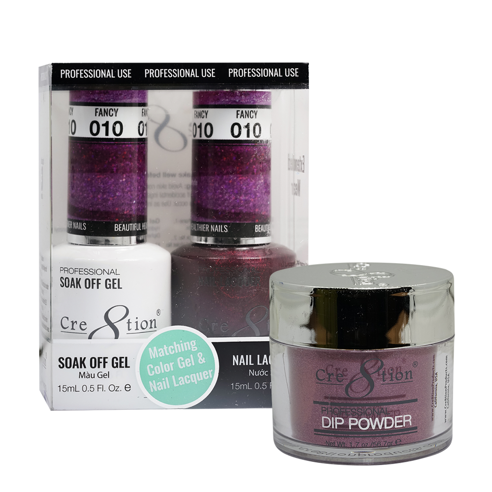 Cre8tion 3in1 Dipping Powder + Gel Polish + Nail Lacquer, 010, Fancy, 3104-0610 OK0117MD