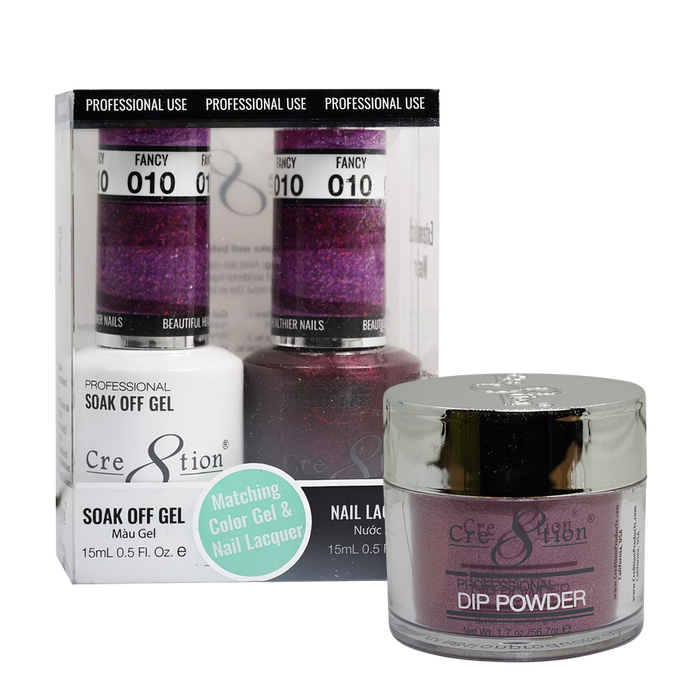 Cre8tion 3in1 Dipping Powder + Gel Polish + Nail Lacquer, 010, Fancy, 3104-0610 OK0117MD