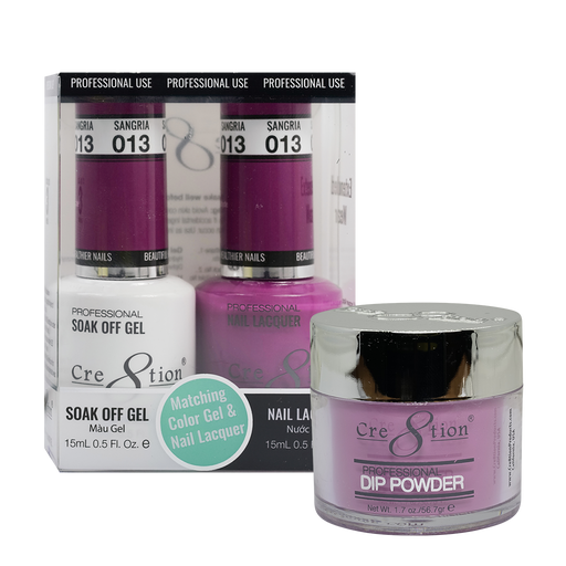 Cre8tion 3in1 Dipping Powder + Gel Polish + Nail Lacquer, 013, Sangria, 3104-0613 OK0117MD